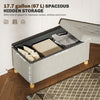 Storage Ottoman Bench, Velvet Upholstered Foldable Ottoman Footrest, Foot Stool with Wood Legs for Living Room, Bedroom