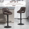 Swivel Bar Stools Set of 2, Faux Leather Upholstered Counter Height Barstools with Round Metal Base