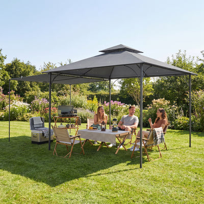 Patio Gazebo with Double Roof Outdoor Gazebo Canopy with Extendable Shade 126