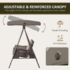 3 Seater Porch Swing Heavy Duty Outdoor Swing Chair Outdoor Lounge Hammock Cushioned Seat W/ Tilt Canopy