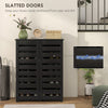 Shoe Storage Cabinet, Shoe Cabinet with 2 Slatted Doors for 15 Pairs of Shoes, Black