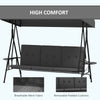 3-Seat Outdoor Porch Swing Patio Swing with Adjustable Canopy, Side Tray, Removable Cushion for Garden, Poolside