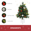 2.5ft 2 Pieces Prelit Artificial Christmas Tree with LED Light Mini Xmas Tree with Small Berry Pine Needles Pinecones Decorations for Garden