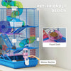 5 Tiers Hamster Cage Portable with Exercise Wheels Play Tube Water Bottle Dishes House Ladder for Gerbils, Dark Blue