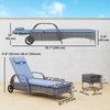 3 Pieces Wicker Patio Lounger Set with Table, PE Rattan Outdoor Lounge Chair Set with Cushions, Wheels, 5-Level Reclining Backrest, Headrest