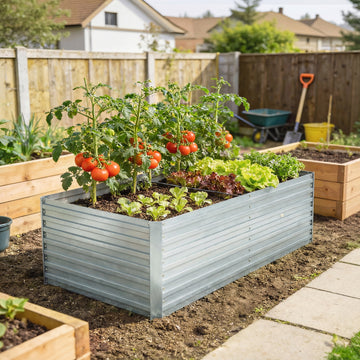 5' x 3' x 2' Raised Garden Bed, Galvanized Planter Box for Growing Flowers, Herbs and Vegetables, Silver