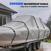 22-24 Ft Trailer Boat Cover, 3000mm Waterproof Universal Boat Cover with Quick-Fasten Buckles, Light Grey
