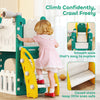 Qaba 7 in 1 Toddler Slide with Basketball Hoop, Climbing Frame, Telescope, Drawing Board, Storage Box for Ages 1-3