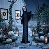 6FT Life Size Halloween Animatronics, Animated Grim Reaper Halloween Decorations with Sound Touch Activated and LED Eyes