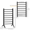 8-Bar Heated Towel Warmer Rack with Built-in Timer and LED Indicators, Wall Mounted & Free Standing Carbon Steel Electric Towel Bar with Adjustable Temperature, Black