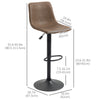 Adjustable Counter Height Bar Stools Set of 2, 360° Swivel Kitchen Counter Stools Dining Chairs with Backs, Vintage Leather, Brown