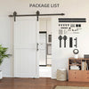 32inx84in Barn Door with 6FT Sliding Door Hardware Kit, Handle, Upgraded Rollers and Floor Guide, Waterproof, White