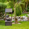 Wooden Well Wishing Fountain Outdoor with Electric Pump Water Bucket for Patio Garden Carbonized