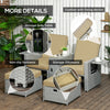 5PC Wicker Patio Lounger, Outdoor PE Rattan 5-level Adjustable Recliner Sofa Bed with Storage Side Table and Footstools, for Patio, Garden, Poolside, Khaki