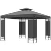 10 x 10 FT Canopy Gazebo, Double Roof Patio Gazebo with Screen Panels and Metal Frame for Deck, Backyard