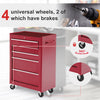 5-Drawer Rolling Tool Cabinet on Wheels, Lockable Tool Chest, Tool Organizer for Garage, Factory and Workshop, Red