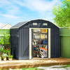 8' x 4' Galvanized Outdoor Storage Shed, Garden Shed with Adjustable Shelves, Double Sliding Doors and Vents