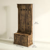 4-In-1 Hall Tree with Coat Rack, Top Shelf, Shoe Storage and Bench Seat, Entryway Bench with 4 Hooks, Rustic Brown
