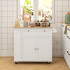 Kitchen Island with Power Outlet and Drop Leaf, Rolling Kitchen Cart with 2 Drawers and Adjustable Shelves