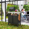 Outdoor Grill Cart Table with Foldable Side Table, BBQ Grill Stand with Stainless Steel Top & Hooks, 45.7