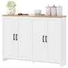 Modern Sideboard Buffet Cabinet, Modern Kitchen Storage Cabinet with 4 Doors Adjustable Shelves, for Dining Room, White