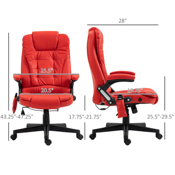 Executive Massage Chairs Heated High Back Reclining Office Chair Swivel Leather Adjustable Vibrating Furniture Black