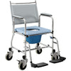 Rolling Shower Chair, Bedside Commode Wheelchair with Padded Seat, Backrest, for Seniors, Disabled, 300 lbs, Black