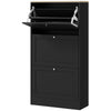 Modern Shoe Storage with 3 Flip Drawers and Adjustable Shelves, Shoe Cabinet Organizer for 12-18 Pairs of Shoes, Black