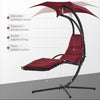 Outdoor Hammock Chair with Stand, Floating Chaise Lounge Chair with Soft Padded Cushion, Hanging Hammock Swing Reclining Seat with Canopy Umbrella, Wine Red