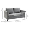 Vintage Loveseat, Upholstered Love Seat Furniture, Chenille-feel Fabric 2 Seater Sofa Couch with Rolled Arms, Gourd-Shaped Rubber Wood Legs for Living Room