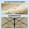 6.5x4ft Rectangle Patio Umbrella Aluminum Tilt Adjustable Garden Parasol Sun Shade Outdoor Canopy Beige