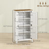 Farmhouse Bathroom Storage Cabinet, Bathroom Floor Cabinet with Barn Doors and Adjustable Shelves, White