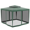 10' x 10' Outdoor Canopy Tent Party Tent with Mesh Netting and Double Tier Roof for Backyard, Garden, Patio, Green
