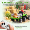 12V Kids Ride on Tractor with Trailer, Remote Control, Music Start up Sound and Horn, USB, LED Lights, Green