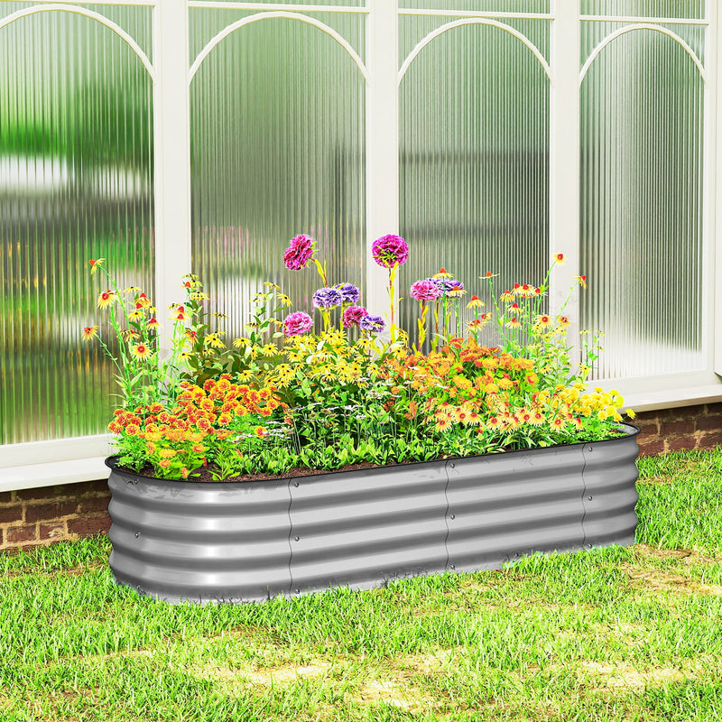 4.9 x 2 x 1ft Galvanized Raised Garden Bed Kit, Metal Planter Box with Safety Edging, Silver