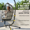 Outdoor Hanging Egg Chair with Retractable Footrest Swing Chair with Metal Stand Light Grey