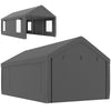 12 x 20ft Carport with 2 Roll-Up Doors, 4 Windows, Portable Garage with Removable Sidewalls for Car, Truck