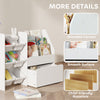 Qaba Kids Bookshelf and Toy Storage, 3-Tier Bookcase with 6 Removable Bins and Box for Toddler Nursery Playroom, White
