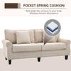 Modern 3 Seater Sofa, Corduroy Fabric 3 Seater Couch with Pine Wood Legs and Rolled Armrests for Living Room