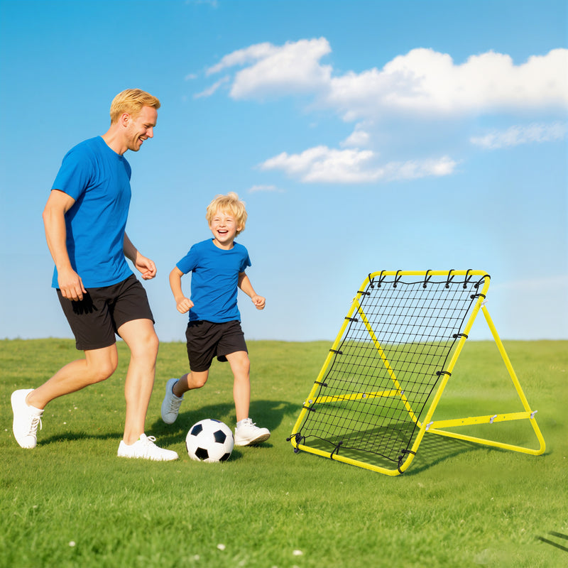 Volleyball Rebounder Net Football Training Aid Kickback Target Play Yellow