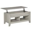Lift Top Coffee Table with Hidden Storage Compartment and Open Shelves, Lift Tabletop Pop-Up Center Table for Living Room, Light Grey