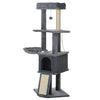 50 Inch Cat Tree, Multi-Level Cat Tower with Sisal Scratching Posts and Ramp, Bed, Condo, Hammock, Toy Ball, Grey