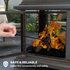 Wood-Burning Fire Pit, Chimney Style Firepit with Poker, 26