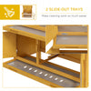 Wood Rabbit Hutch with 2 Large Main House, Ramp, Trays, Yellow
