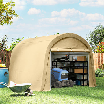 10' x 10' Outdoor Storage Tent, Heavy Duty and Waterproof Portable Shed for Bike, Motorcycle & Garden Tools, Beige