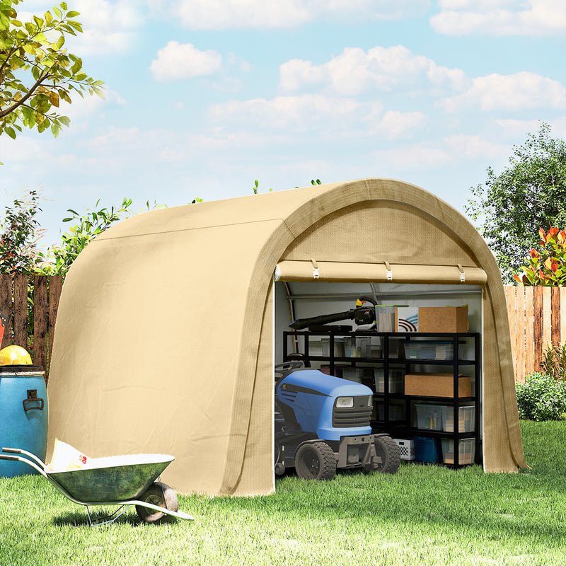 10' x 10' Outdoor Storage Tent, Heavy Duty and Waterproof Portable Shed for Bike, Motorcycle & Garden Tools, Beige