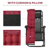 Folding Garden Chairs Set of 2, Reclining Zero Gravity Chair, Sun Lounger with Cushion and Headrest, Wine Red