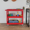 3 Tier Rolling Tool Cart with Wheels, 330 LBS Capacity Heavy Duty Utility Cart, Mobile Service Cart for Garage, Red