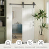 28inx84in Barn Door with 5FT Sliding Door Hardware Kit, Handle, Upgraded Rollers and Floor Guide, Waterproof, White