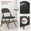 Set of 2 Metal Foldable Chairs, PU Leather Padded Folding Chairs with Cushion Seat and Open Back for Indoor, Black
